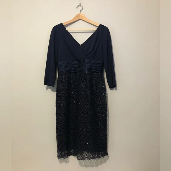 Kay Unger | Dresses | Kay Unger Navy Sequin Lace Womens Size 8 Formal Dress  | Poshmark